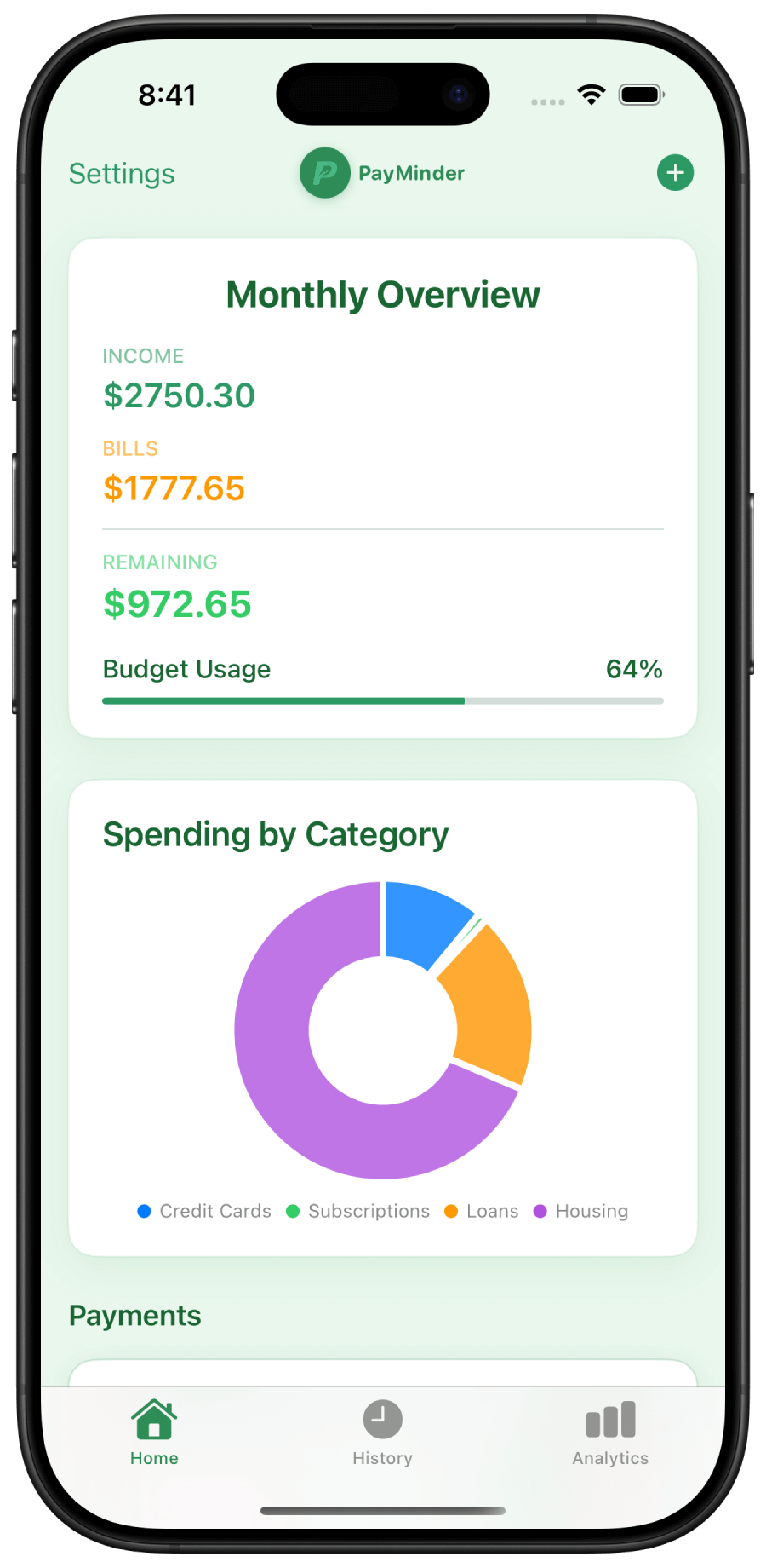 PayMinder App Screenshot