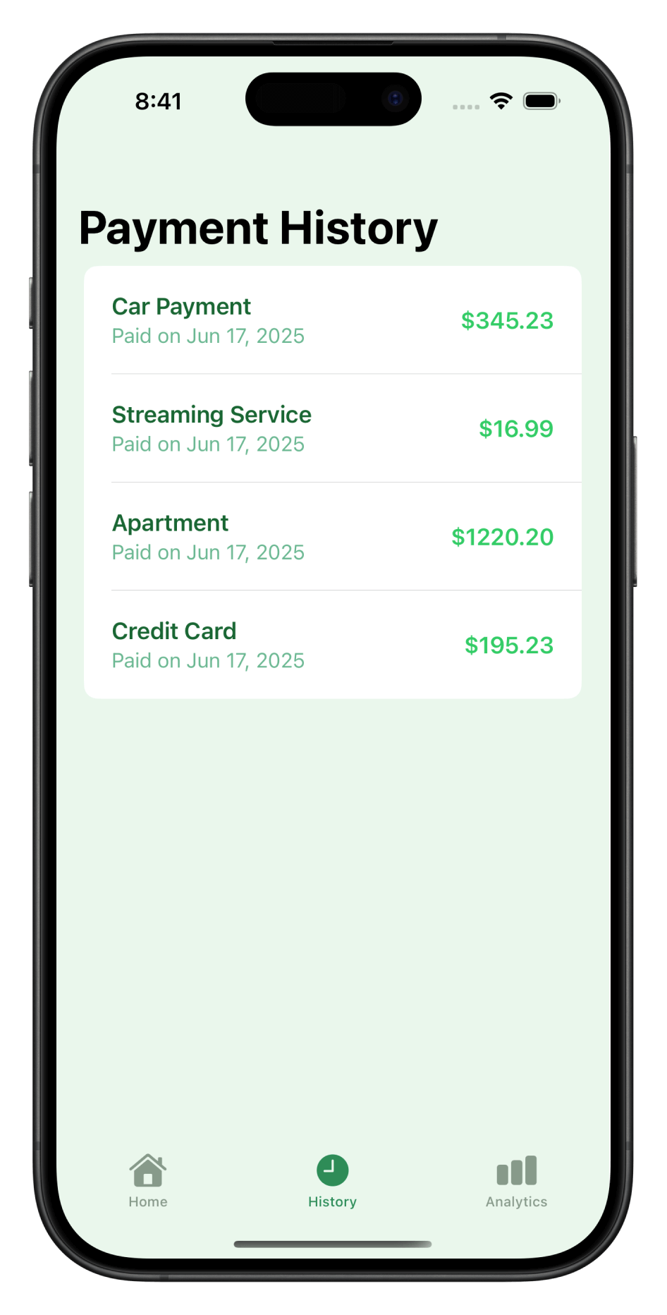 PayMinder App Screenshot